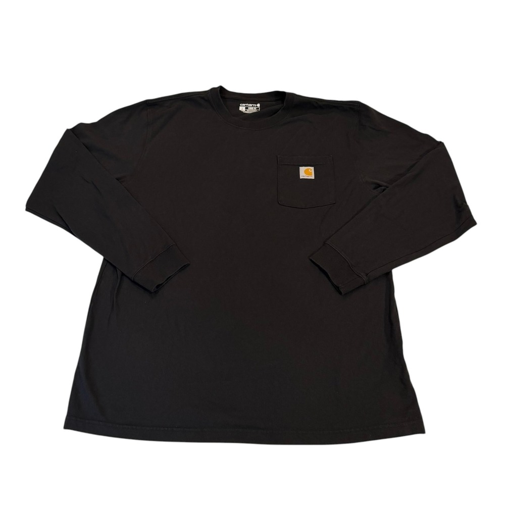 Carhartt Mens Black Loose Fit Long Sleeve Pocket T-Shirt Black Large Tall K126